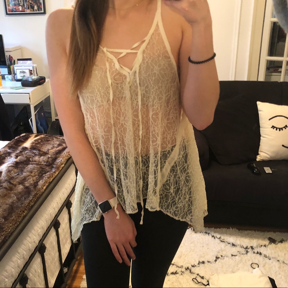 All lace cream top